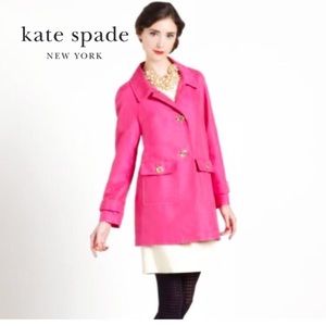 NWT Kate Spade pink fall trench coat / jacket with gold buttons